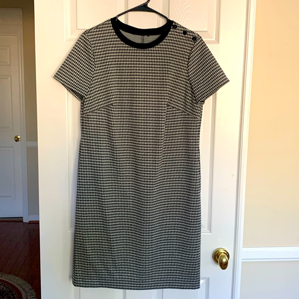 NWT Ralph Lauren Knit Shift Dress: Black/White Pattern Short Sleeves Unlined 12